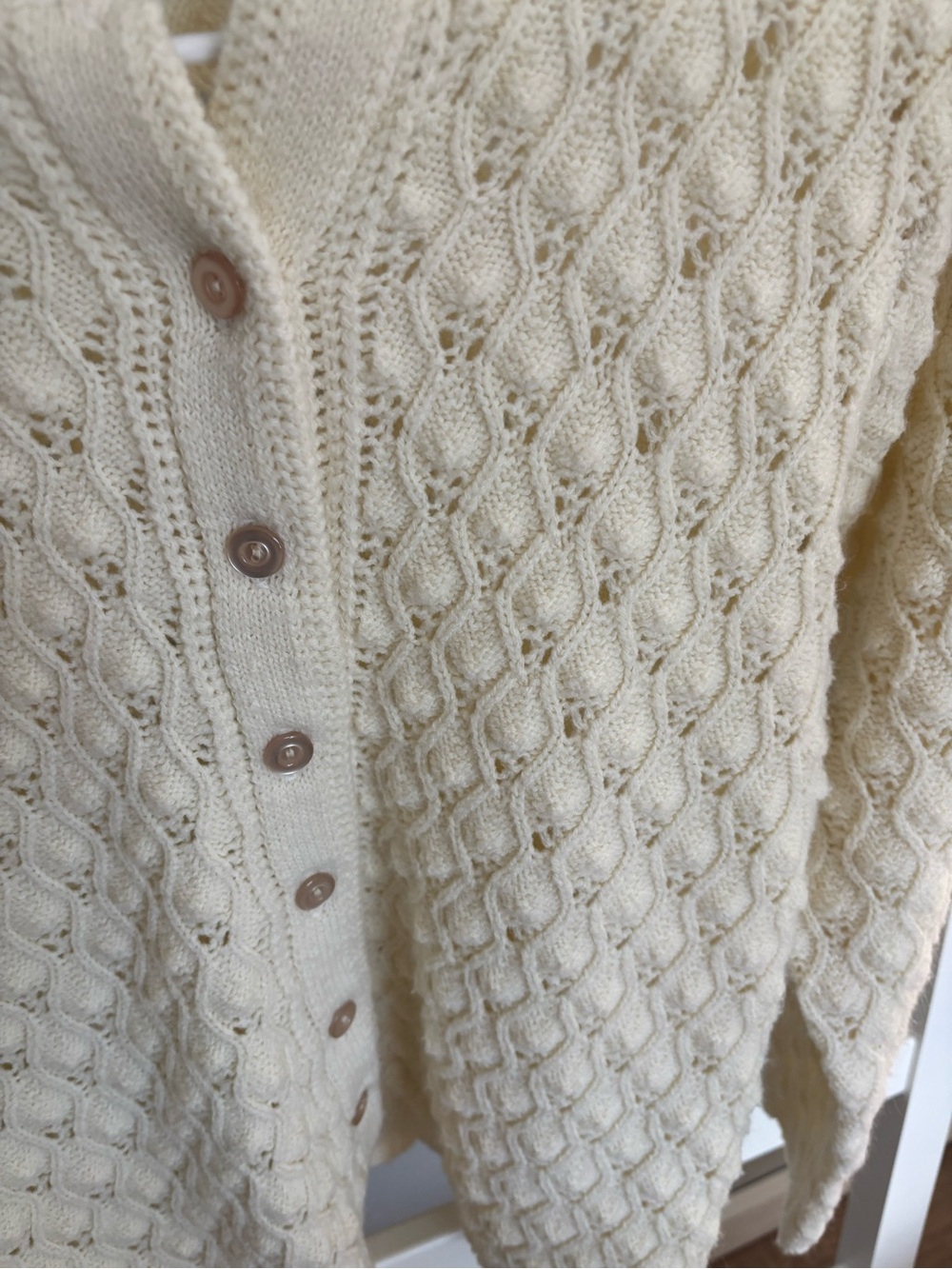 Jolie Cream Cable-Knit Button Cardigan